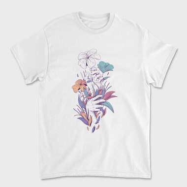 Hands With Flowers And Leaves Plants, Tricou Barbati (Unisex)