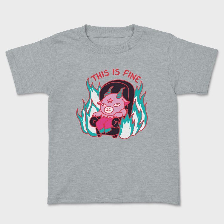 This Is Fine Baphomet Meme, Tricou Copii