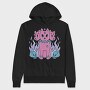 Three Headed Dog Pastel Goth Pink, Hanorac Oversize Barbati (Unisex)