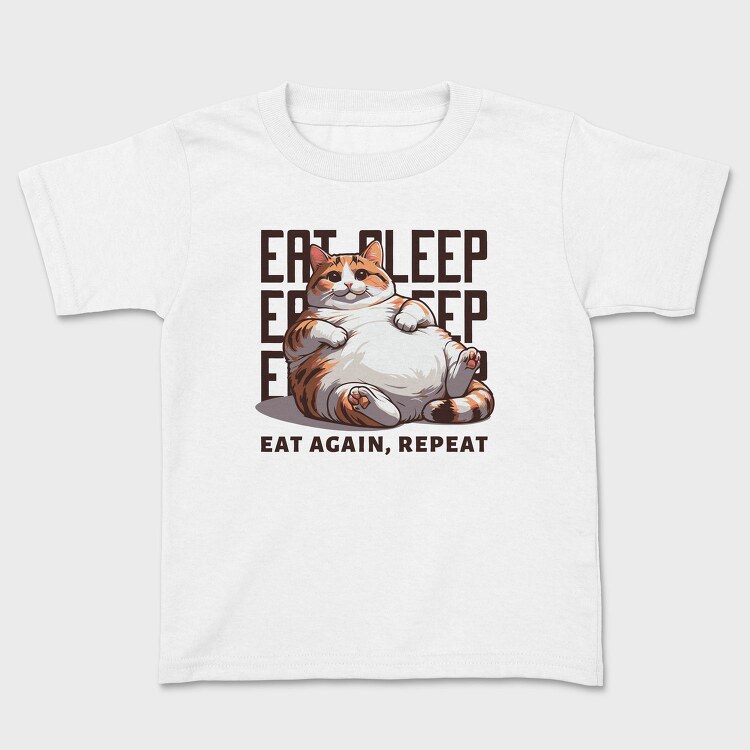 Lazy Cat Quote Eat Sleep Repeat, Tricou Copii