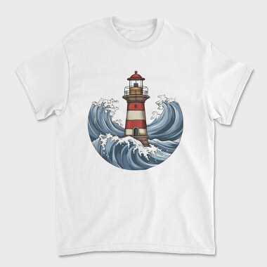 Lighthouse And Waves Sea, Tricou Barbati (Unisex)