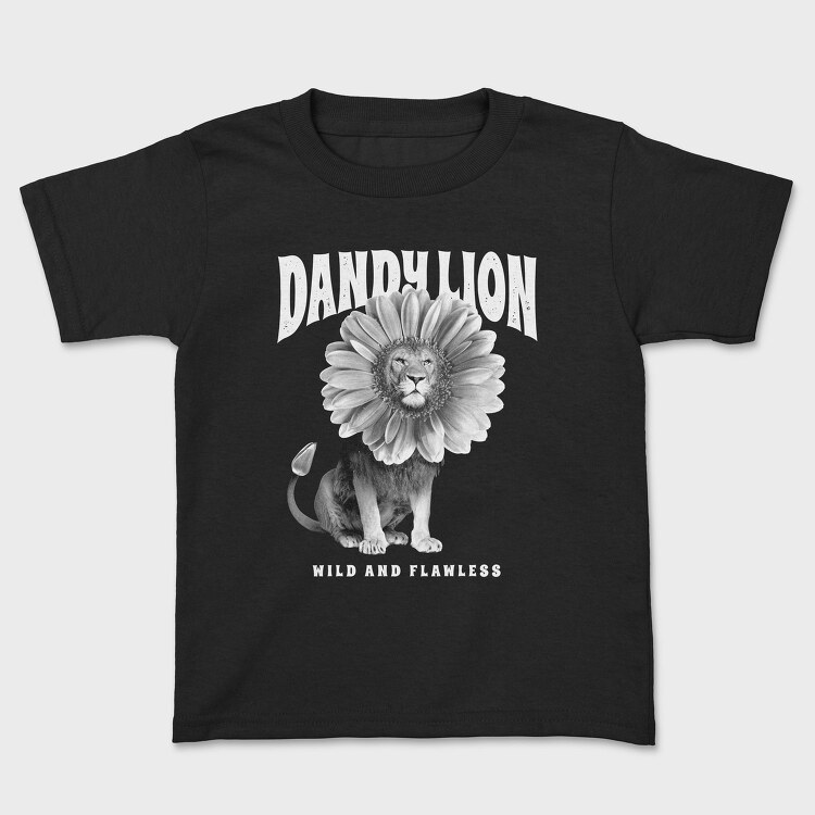 Lion Animal With Sunflower Head Flower, Tricou Copii