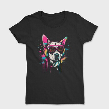 Hip Dog With Headphones Summer Dj, Tricou Femei