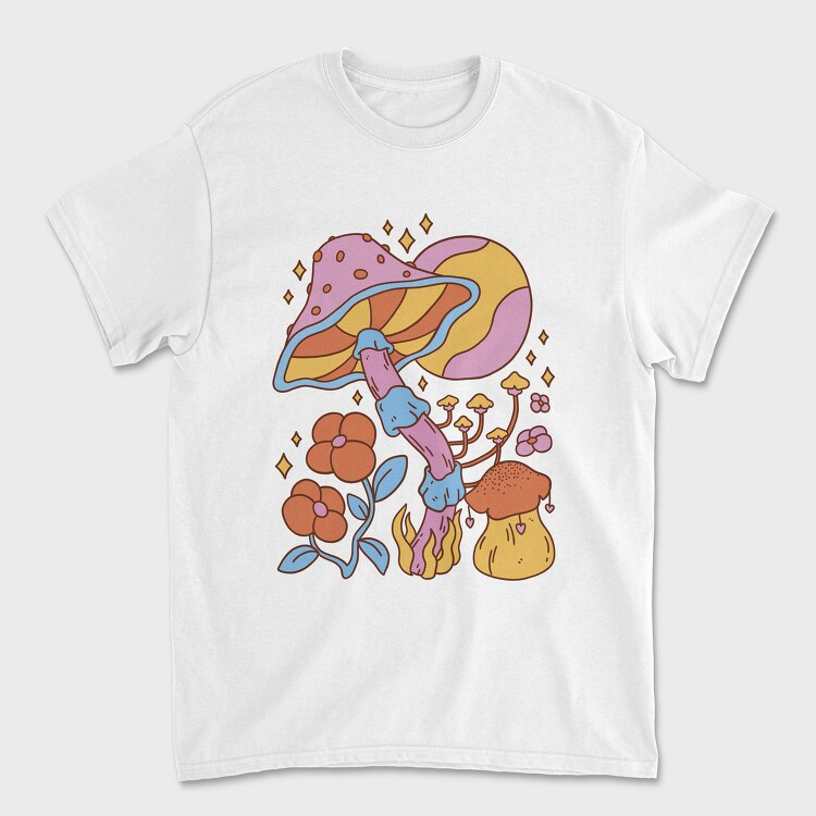 Hippie Mushroom Planet Flower, Tricou Barbati (Unisex)