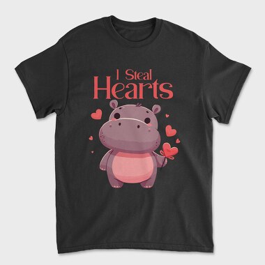 Hippo Heart Valentine, Tricou Barbati (Unisex)