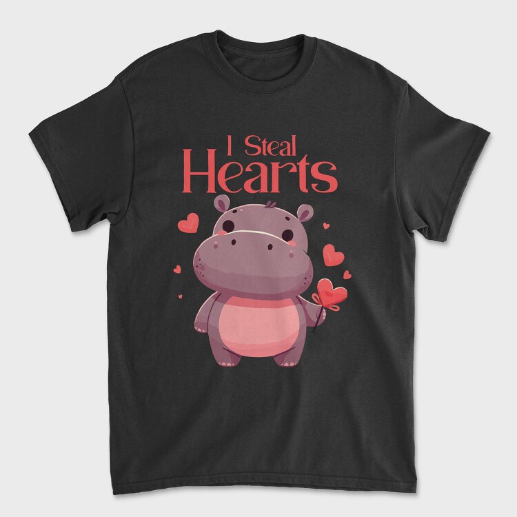 Hippo Heart Valentine, Tricou Barbati (Unisex)