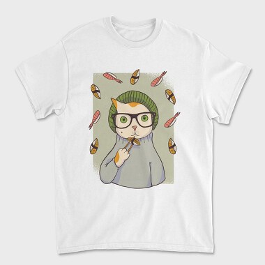 Hipster Sushi Cat, Tricou Barbati (Unisex)