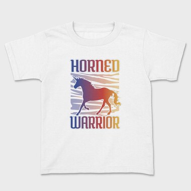 Horned Warrior Unicorn Animal Sunset, Tricou Copii