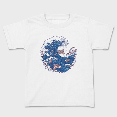 Wave With Koi Fishes, Tricou Copii