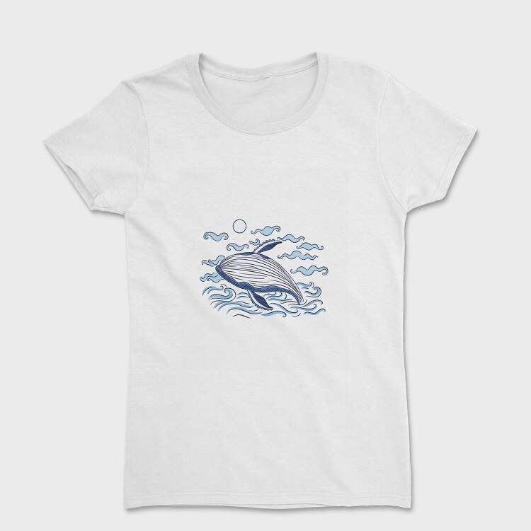 Whale Ocean Illustration, Tricou Femei