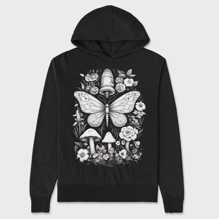 Whimsical Cottagecore Moth, Hanorac Oversize Barbati (Unisex)