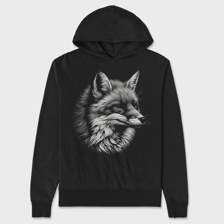Wild Fox Monochromatic Portrait, Hanorac Oversize Barbati (Unisex)