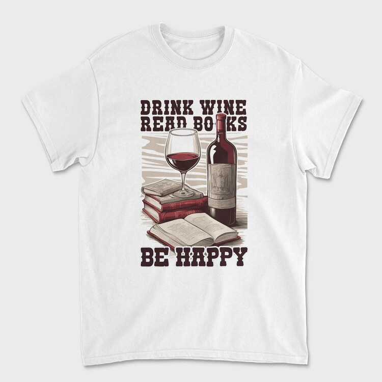 Wine And Books Happy Happiness, Tricou Barbati (Unisex)