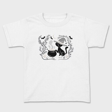 Witch Cat Halloween Illustration 3, Tricou Copii