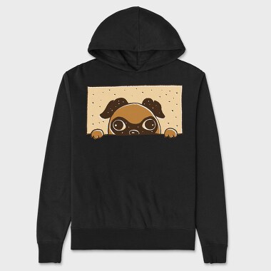 Peeking English Pug, Hanorac Oversize Barbati (Unisex)