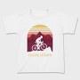 Person Cycling Retro Sunset Dawn, Tricou Copii