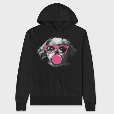 Shih Tzu Dog With Glasses, Hanorac Oversize Barbati (Unisex)