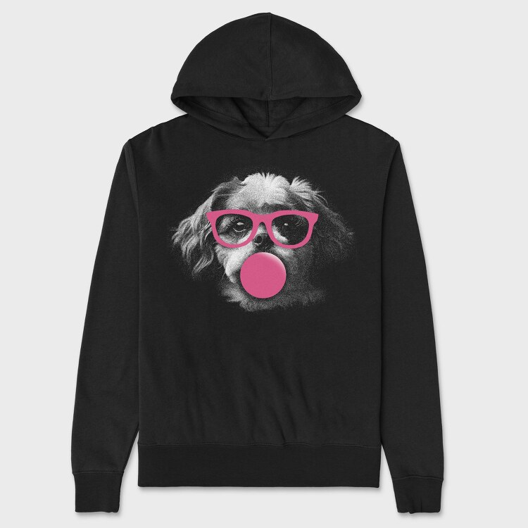Shih Tzu Dog With Glasses, Hanorac Oversize Barbati (Unisex)