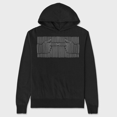 Shy Fingers Emoji Line Art, Hanorac Oversize Barbati (Unisex)
