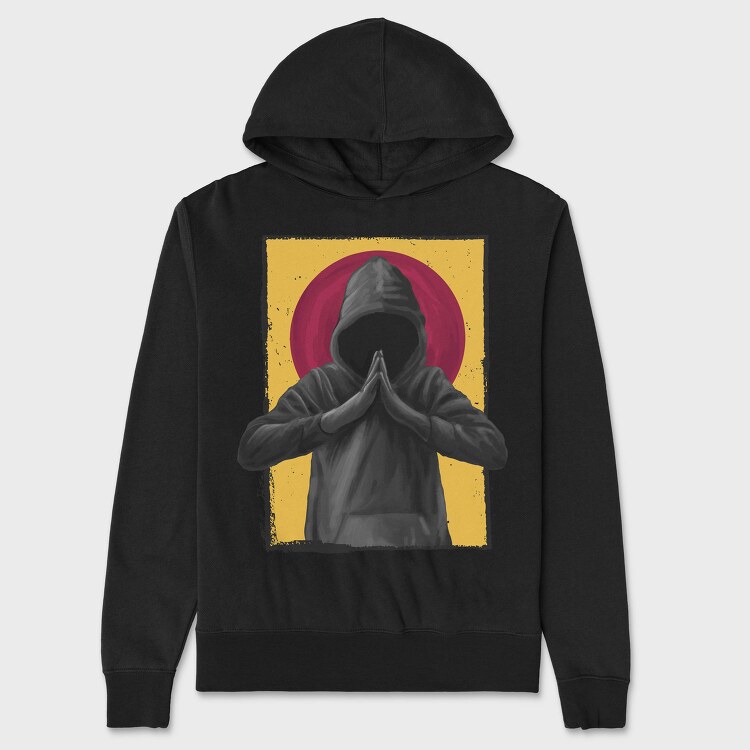Man Praying In A Hood Realistic, Hanorac Oversize Barbati (Unisex)