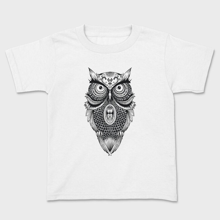 Mandala Owl Illustration 001, Tricou Copii
