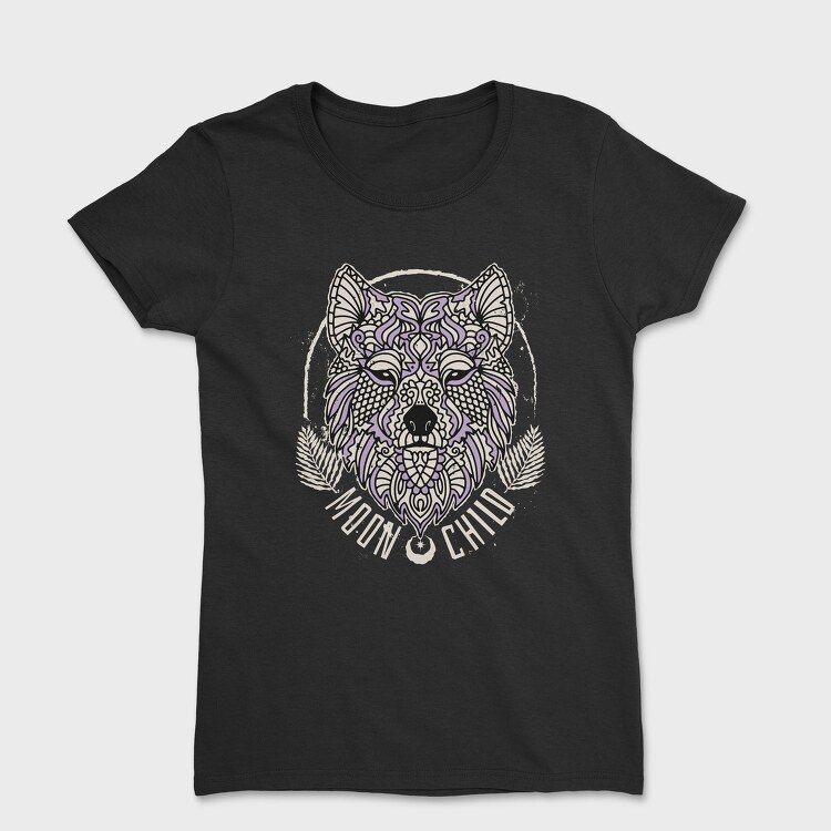Mandala Wolf Moon Child Tote, Tricou Femei