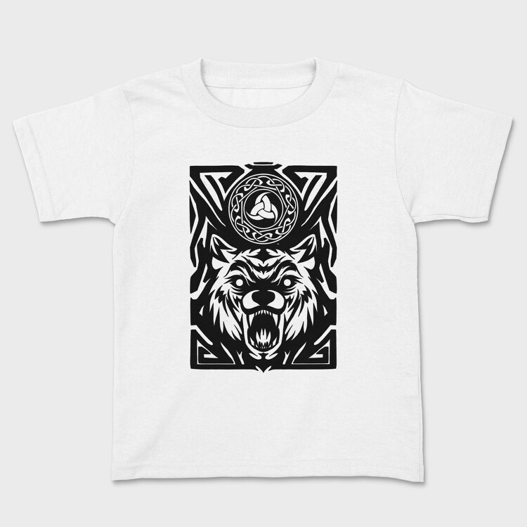 Wolf Animal And Celtic Symbol Tribal, Tricou Copii