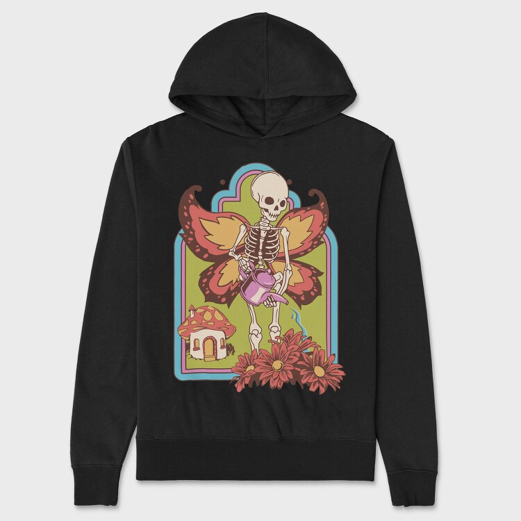 Skeleton And Flowers Skull Fairy, Hanorac Oversize Barbati (Unisex)
