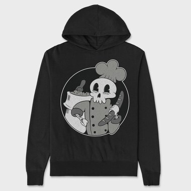 Skeleton Baker Retro Chef Cartoon, Hanorac Oversize Barbati (Unisex)