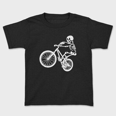 Skeleton Biker Skull Bike Silhouette, Tricou Copii