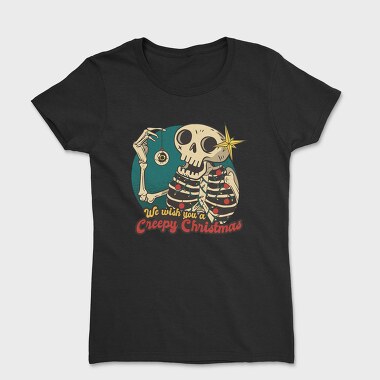 Skeleton Christmas Creepy Cartoon, Tricou Femei