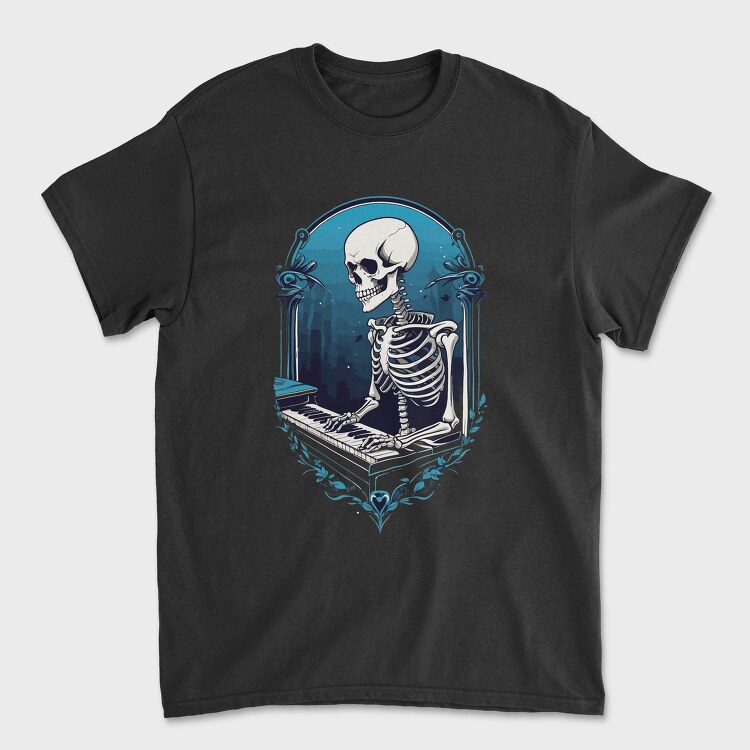Skeleton Pianist Piano, Tricou Barbati (Unisex)