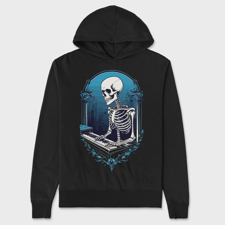 Skeleton Pianist Piano, Hanorac Oversize Barbati (Unisex)
