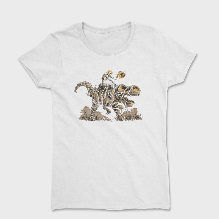 Skeleton Riding Mummy Dinosaur T Rex, Tricou Femei