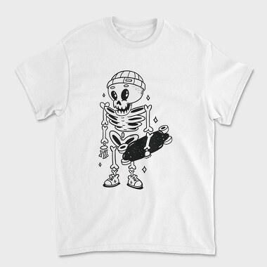 Skeleton With Skateboard Skate Skull, Tricou Barbati (Unisex)