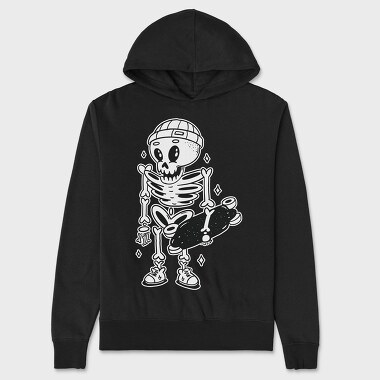 Skeleton With Skateboard Skate Skull, Hanorac Oversize Barbati (Unisex)