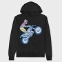 Sketched Motocross Bike Wheeling, Hanorac Oversize Barbati (Unisex)