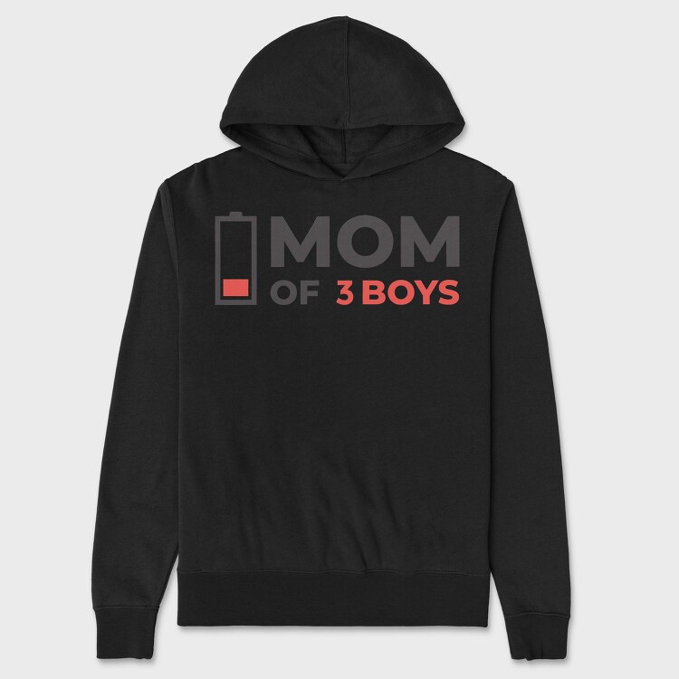 Mom Of Three Boys Quote, Hanorac Oversize Barbati (Unisex)