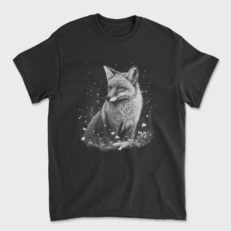Monochrome Fox Snow Realistic, Tricou Barbati (Unisex)