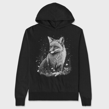 Monochrome Fox Snow Realistic, Hanorac Oversize Barbati (Unisex)