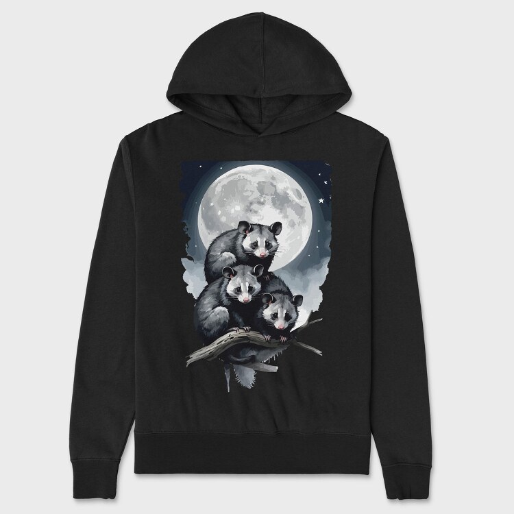 Moonlit Three Opossum, Hanorac Oversize Barbati (Unisex)