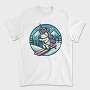 Skiing Unicorn Winter Scene Sky, Tricou Barbati (Unisex)