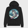 Skiing Unicorn Winter Scene Sky, Hanorac Oversize Barbati (Unisex)