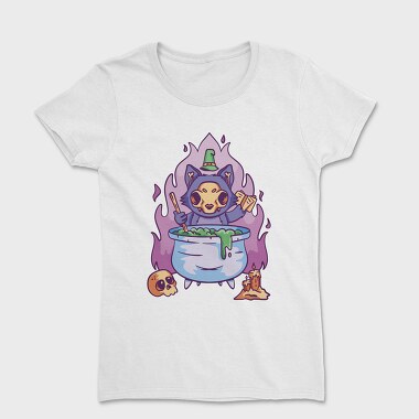 Skull Cat Gothic Witch Cake, Tricou Femei