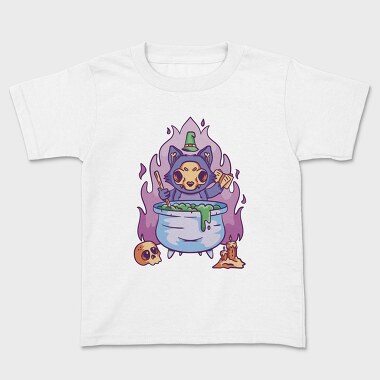 Skull Cat Gothic Witch Cake, Tricou Copii