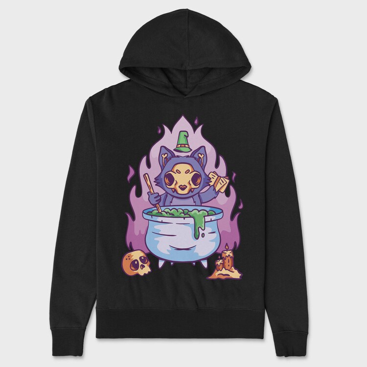 Skull Cat Gothic Witch Cake, Hanorac Oversize Barbati (Unisex)