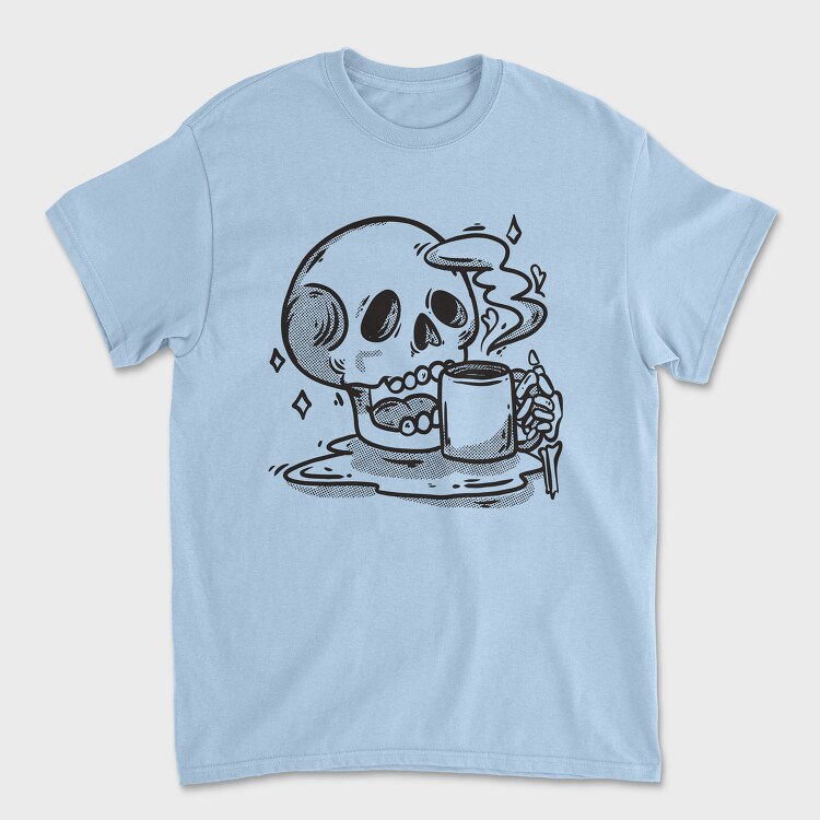 Skull Drinking Coffee Skeleton, Tricou Barbati (Unisex)
