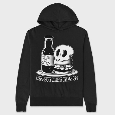 Skull Hamburguer And Beer Burguer, Hanorac Oversize Barbati (Unisex)