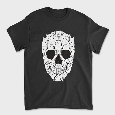 Skull Made Of Cat Animals, Tricou Barbati (Unisex)