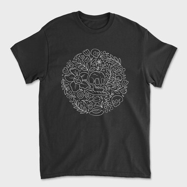 Skulls And Flowers Nature Round, Tricou Barbati (Unisex)